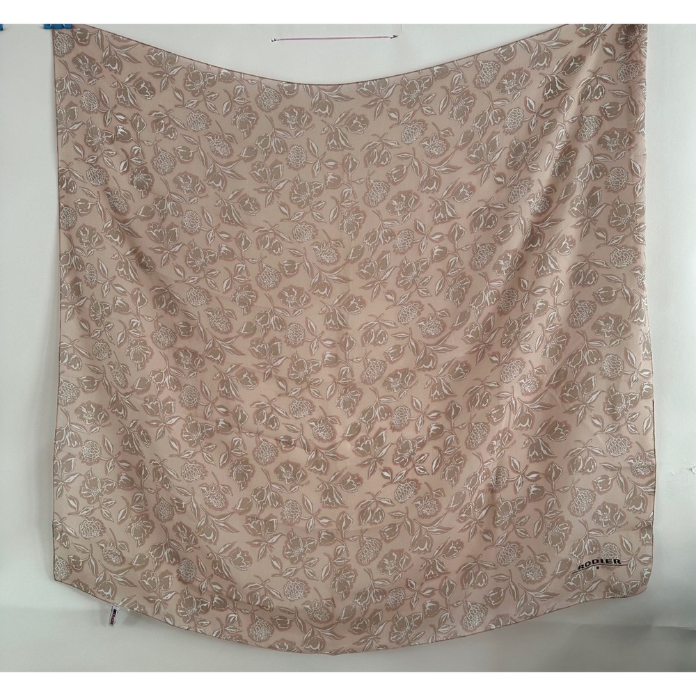 Rodier Paris Floral Square Scarf Made in France Pink Rose Botanical 30x30